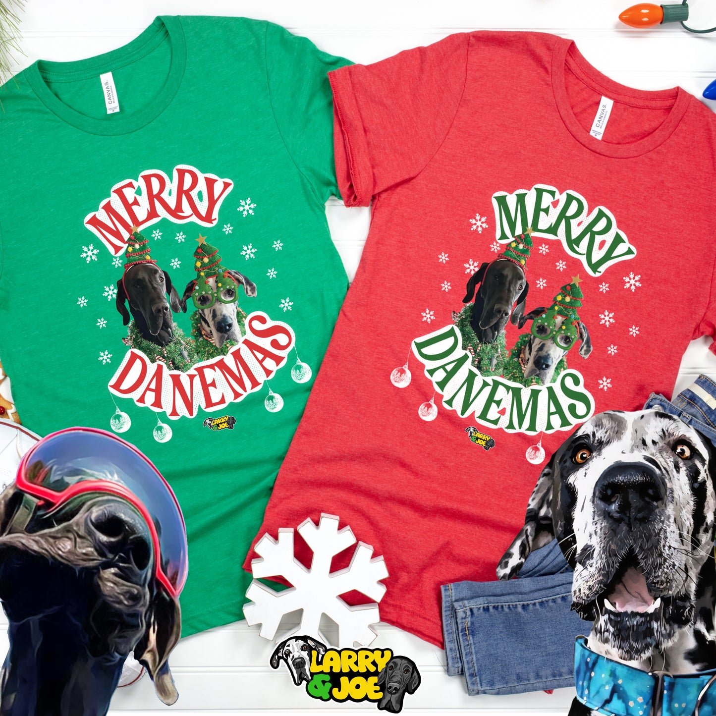 Merry Danemas Larry and Joe Christmas T-Shirt