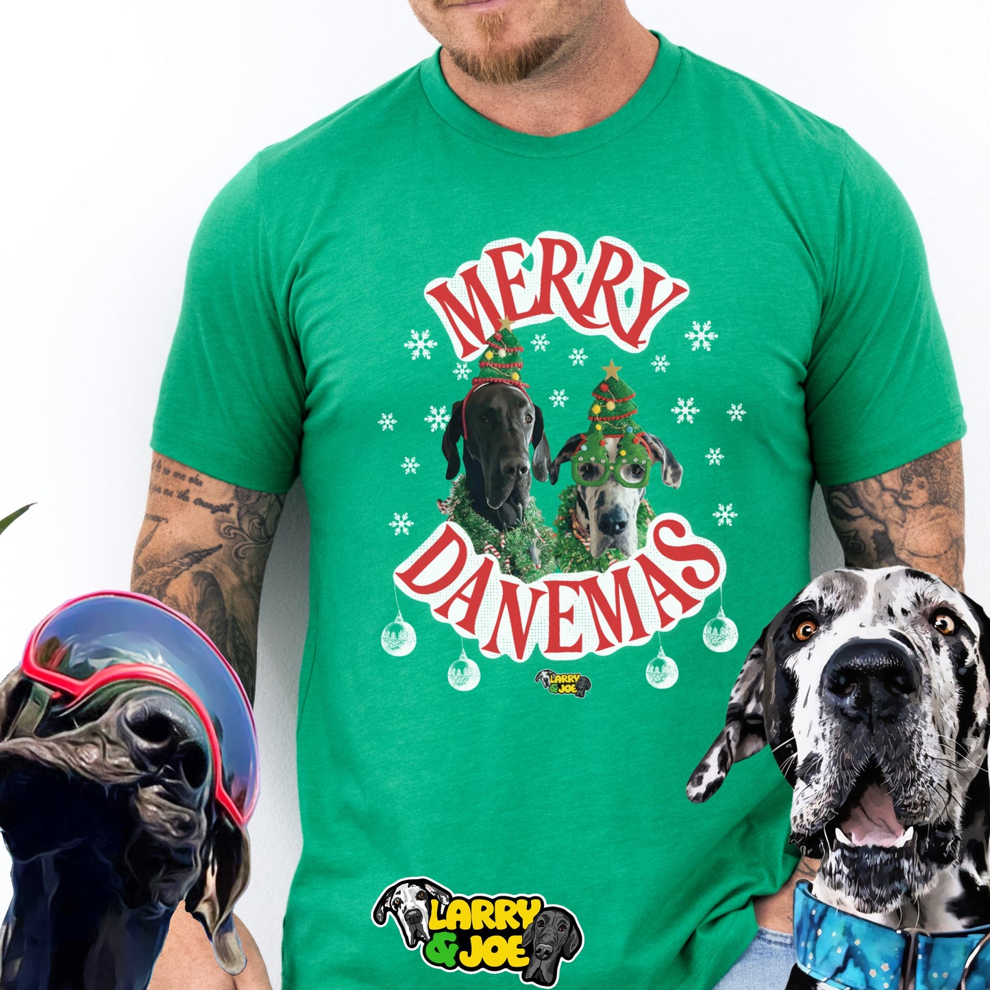 Merry Danemas Larry and Joe Christmas T-Shirt