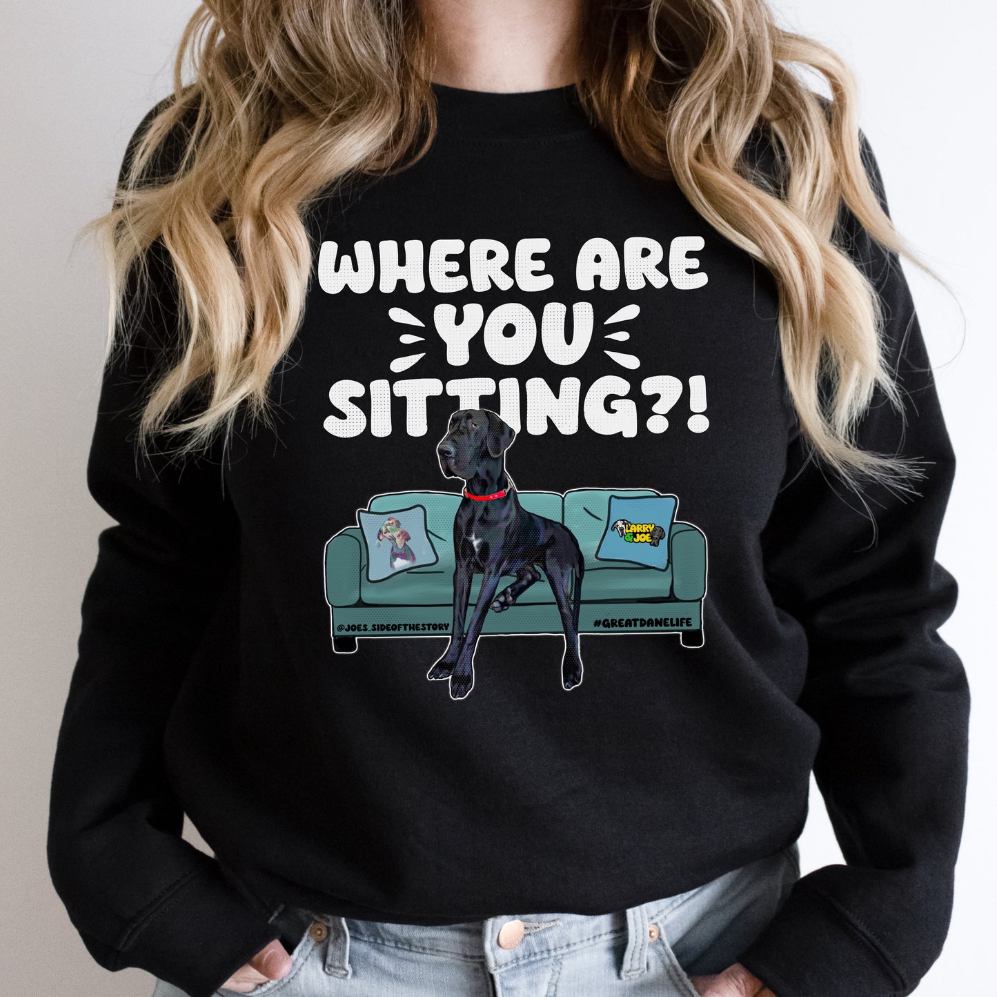 Where are YOU Sitting?! Joe Great Dane Sweatshirt